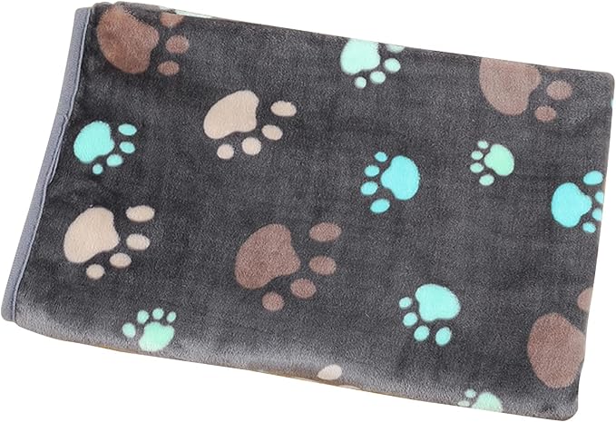 UTTPLL Blankets Super Soft & Warm Fleece Flannel Pet Blanket Cats Dogs Cute Paw Print Pet Throw Puppy Blankets Fleece Grey Paw Medium