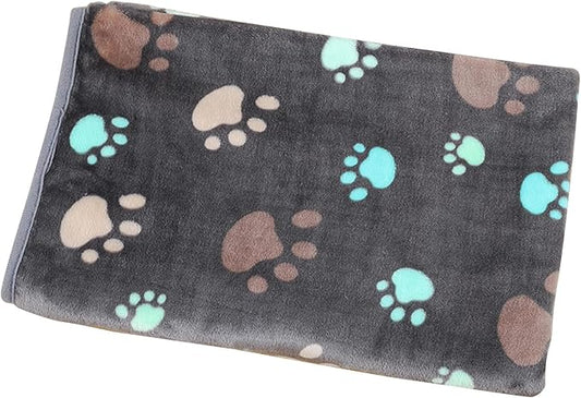 UTTPLL Blankets Super Soft & Warm Fleece Flannel Pet Blanket Cats Dogs Cute Paw Print Pet Throw Puppy Blankets Fleece Grey Paw Medium