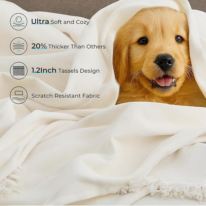 CAPALOCA Sectional Couch Covers, 2 Pieces Chenille Sofa Cover L Shaped Couch Cover Blanket for Dogs Washable Sofa Slipcovers Pet Furniture Protector (XXX-Large: 71" x 118" + 91" x 134", Beige)