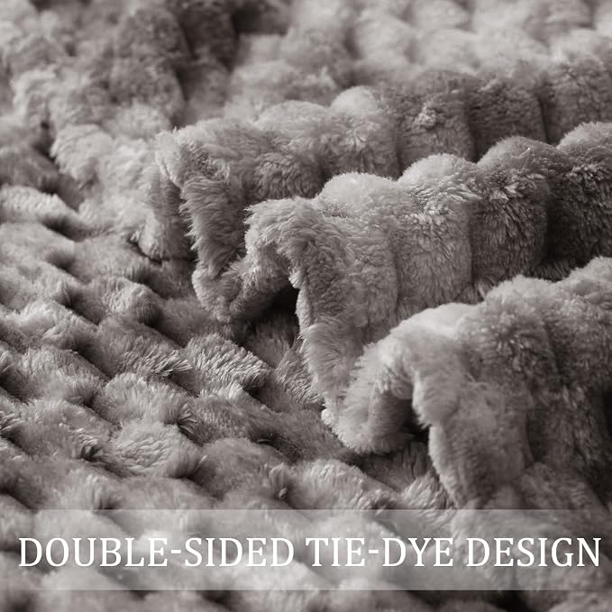 Exclusivo Mezcla Fleece Twin Blanket for Bed, Extra Large Fuzzy Tie-dye Grey Bed Blankets, Soft Cozy Plush Sofa Throws for All Seasons, 90x66 Inches