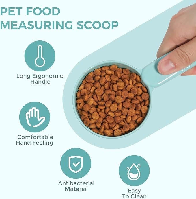 ComSaf MSBC Melamine Pet Food Scoop, Cat Food Measuring Cups, Comfortable Long Handle Scoop for Dog, Cat, Ferret and Rabbit Food, 1 Cup Size Pet Food Feeding Scoop (Blue)