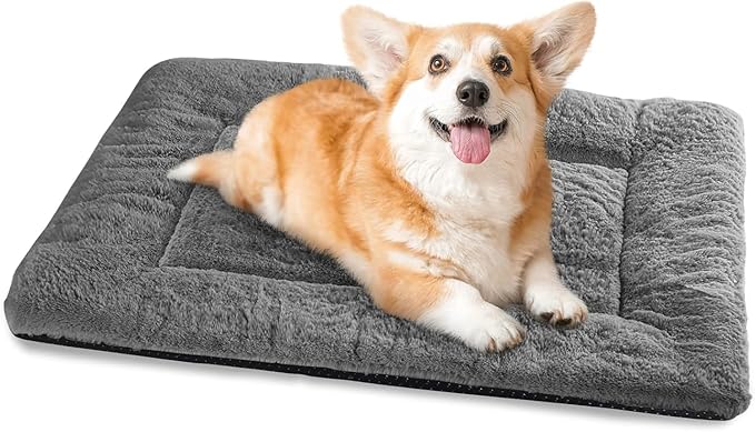 Dog Crate Pad for Small to Medium Dogs, 30 x 20 Inch Plush Kennel Mat, Washable, Anti-Slip, Fits Wire or Metal Crates, Travel, Home & Training, Dark Grey