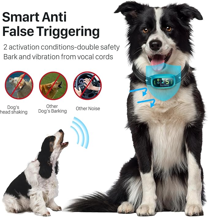 FAFAFROG Dog Bark Collar, Rechargeable Smart Collar, Anti Barking Training Collar with 5 Adjustable Sensitivity Beep Vibration, Bark Collar for Large Medium Small Dogs (Clear)