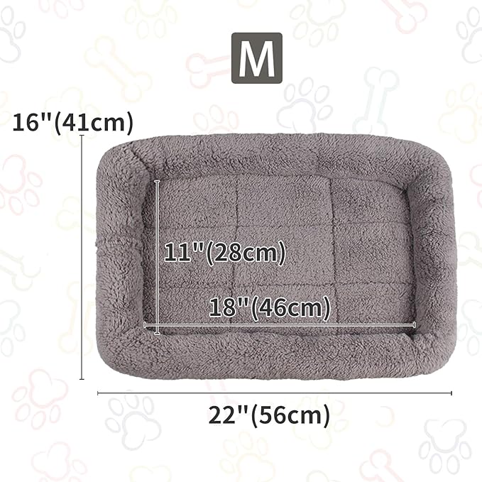 Small Cat Bed Mat, 22" x 16" Plush Cushion with Surrounding Pillow for Small to Meidum Dogs Cats Sleeping, Indoor Pet Beds Furniture Carrier Crate Anti Skid Pad, Washable, Medium