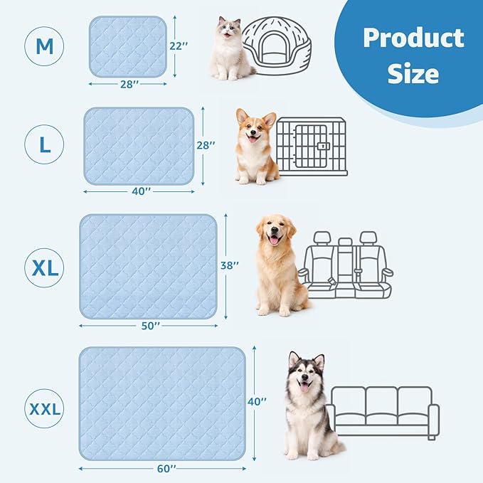 LOOBANI Dog Cooling Mat for Large Dogs - 40" x 28" Cooling Mat for Pet with Anti-Slip Bottom, Washable Q-MAX>0.5 Arc-Chill Pet Cool Mat for Dogs, Cats, Bed, Sofas, Crate, and Kennels