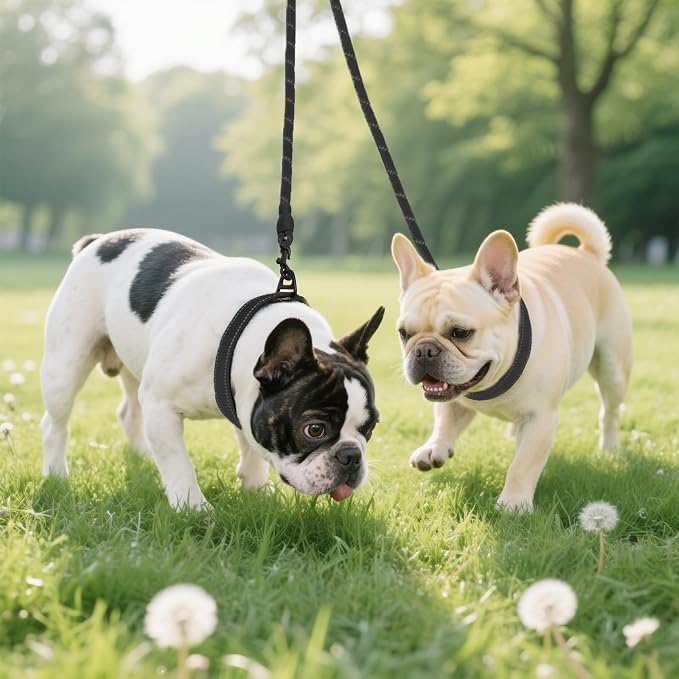 Taglory Double Dog Leash Coupler for Two Dogs, 1/3" Lightweight Dual Leash Extension for Small and Medium Dogs, No Tangle 360° Swivel, Reflective Rope, 30 Inch, Black