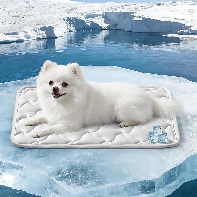 GASUR Cooling Mat for Dogs, Q-Max>0.5 Instant Temp Drop Dog Cooling Mats for Puppy & Cats, Cooling Pad for Dog - Indoor Outdoor Travel Use, Snag Resistant，Machine Washable & Anti-Slip, 20"X16" Grey