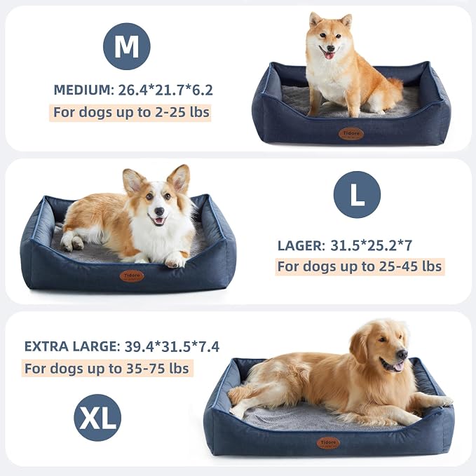 Tidore Orthopedic Dog Beds for Small Dogs, Durable Egg Crate Foam Sofa Dog Bed with Washable Removable Cover, Waterproof Lining, Pet Bed for Medium Dogs, Navy