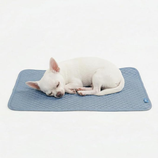 Spark Paws Cooling Mat for Dogs - Self Cooling Dog Mat & Pet Cooling Pad for Large, Medium & Small Dogs - Non-Toxic, Non-Gel Washable Cooling Bed - Ash Blue - Size S