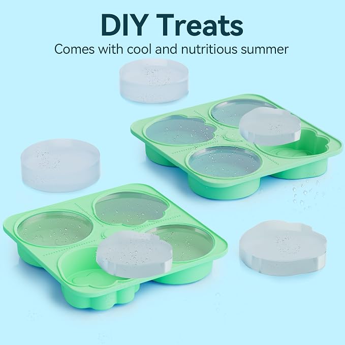 UPSKY 2PCS Dogs Treat Molds, Silicone Dog Treat Ice Cube Trays for Freezer, Reusable Ice Molds for Frozen Treats, Fits Most Dog Water Bowls, for Peanut Butter, Yogurt, Fruit, Broth & More