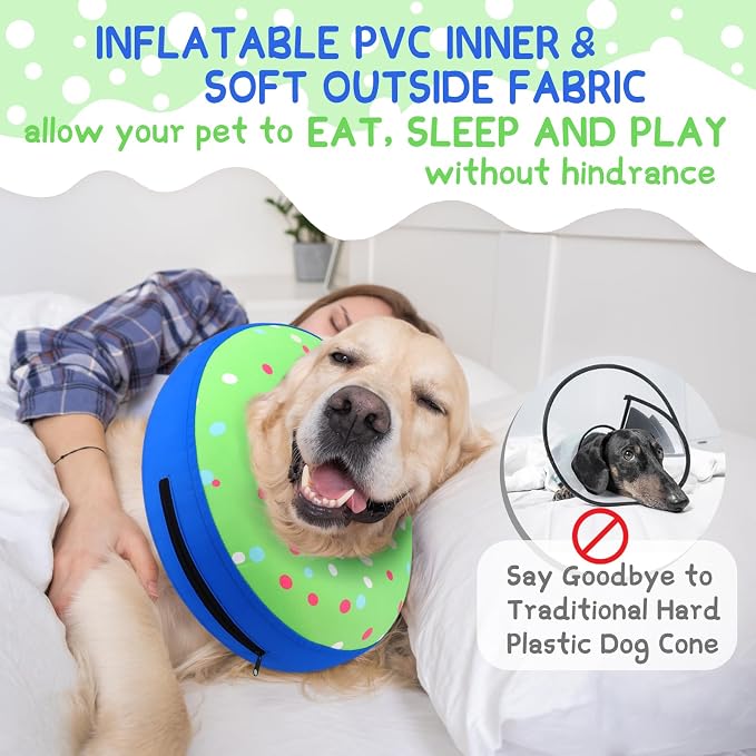 Supet Inflatable Dog Cone Collar Alternative After Surgery, Dog Neck Donut Collar Recovery E Collar for Neuter, Soft Dog Cone for Small Medium Large Dogs