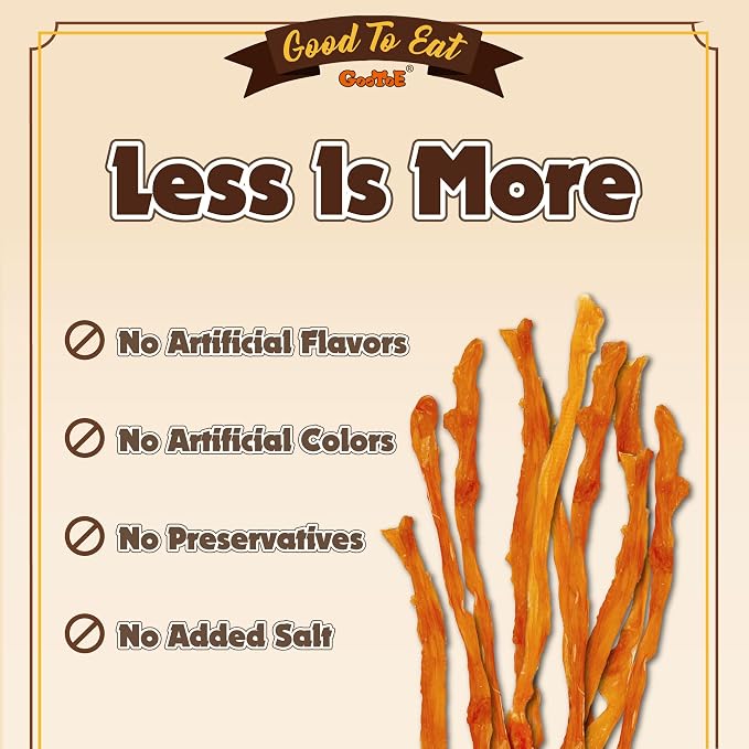 Gootoe Turkey Tendons for Dogs – All-Natural, Hypoallergenic Dog Treats, Rawhide Alternative, Long Lasting Puppy Chews, Healthy Dog Treats for Small Breeds, Strips, 1 lb
