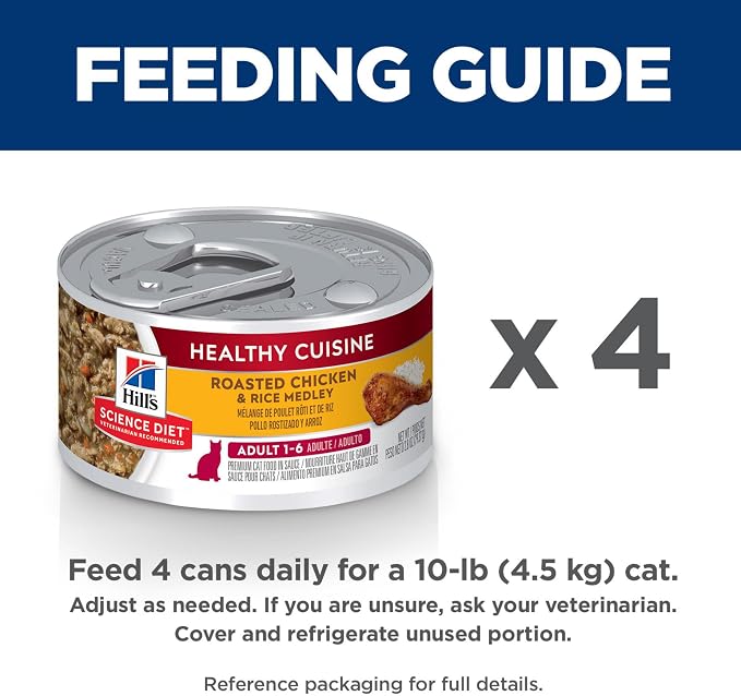 Hill's Science Diet Adult 1-6 Healthy Cuisine Wet Cat Food, Roasted Chicken & Rice Medley in Gravy, 2.8 oz. Cans, 24-Pack