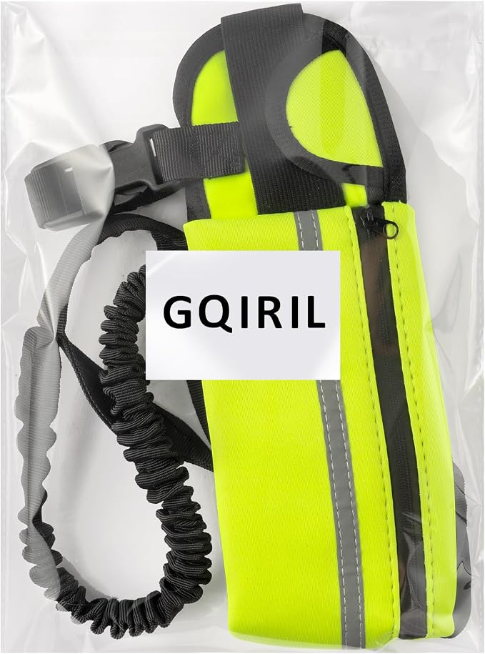 Hands Free Dog Leash - Waist Running Leashes with Zipper Pouch, Adjustable Reflective Waist Belt, Dualc Handle Retractable Bungee for Small Medium Large Dogs Walking Jogging (Green 4.1-7.2ft)