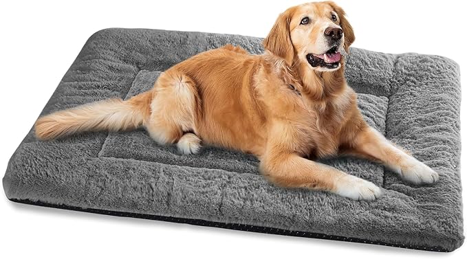 Dog Crate Pad 48 Inch, Washable Plush Kennel Mat for XXL Dogs, Anti-Slip Cushioned Pad for Wire and Metal Crates, Indoor, Travel and Training Use, Dark Grey