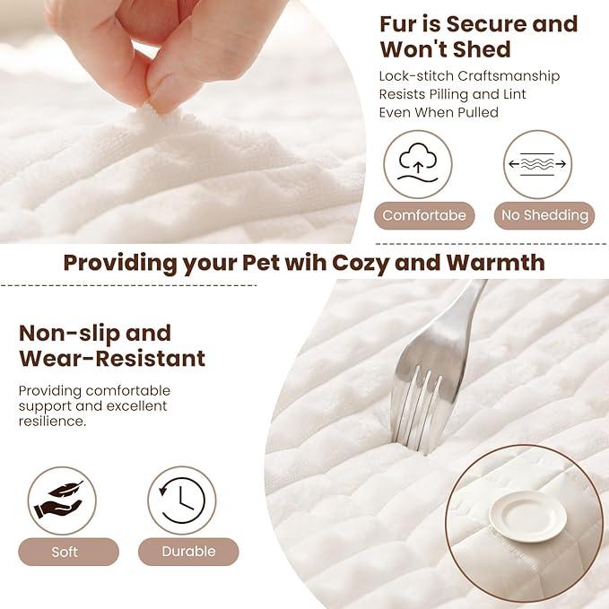 Couch Cover for Dogs Washable, Non-Slip Pet Couch Covers for Sofa, Fuzzy Dog Couch Cover Blanket, Thick, Soft, Plush Couch Cushion Covers for Sofa Protector (White, 23.6" x 47.2"/60 x 120cm)