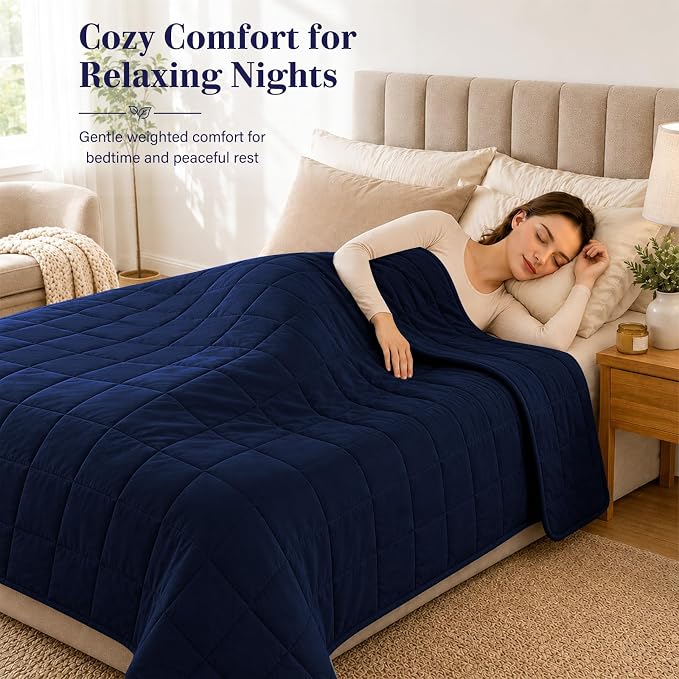 L'AGRATY Weighted Blanket - 60"x80" 25lbs Cooling Breathable Heavy Blanket Microfiber Material with Glass Beads for Adult All-Season Summer Fall Winter Soft Thick Comfort