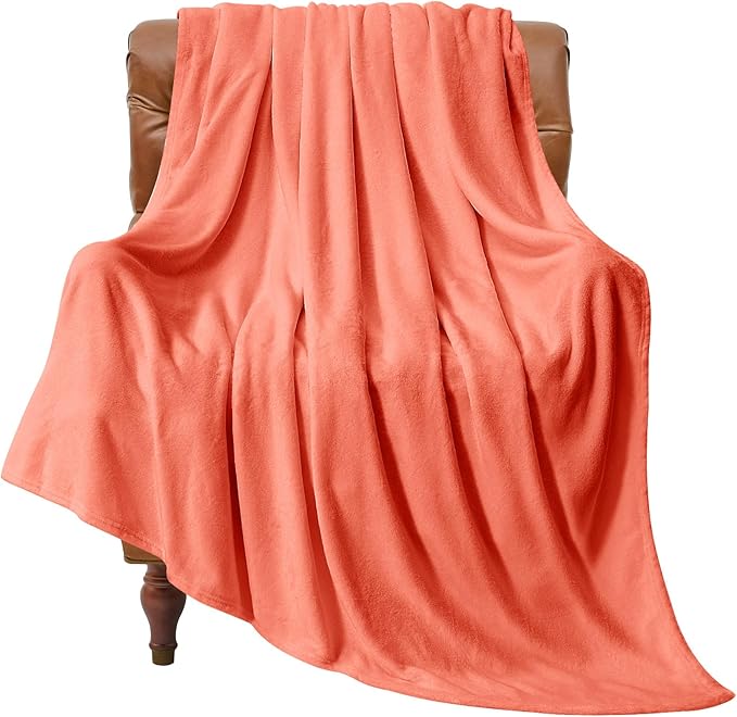 BEDELITE Fleece Blanket Twin Size Coral Red Throw Blankets for Couch & Bed, Luxury Plush Cozy Fuzzy Blanket 60x80 inches, Super Soft Warm Lightweight Throw Blanket for Travel Camping