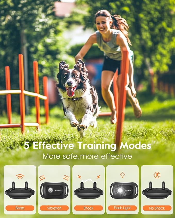 SLOPEHILL Dog Shock Collar - 4200FT Dog Training Collar with Remote,IPX8 Waterproof E-Collar with Beep,Vibration,Shock,Flash Light,No Shock Mode,Shock Collar for Small Medium Large Dog 8-140lbs,Black