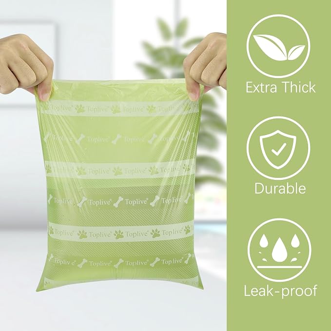 Toplive Dog Poop Bags Rolls, Pet Waste Bags, Extra Thick Strong Leak-Proof Dog Bag for Poop 8 Rolls (120 Bags), Assorted Colors with Cute Prints