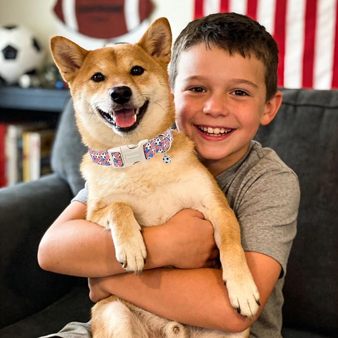 DOGWONG Football Dog Collar, Boy Dog Collar with Plastic Buckle,Male Football Dogs Collars for X-Small Puppies Dogs, Neck 8-12 inches