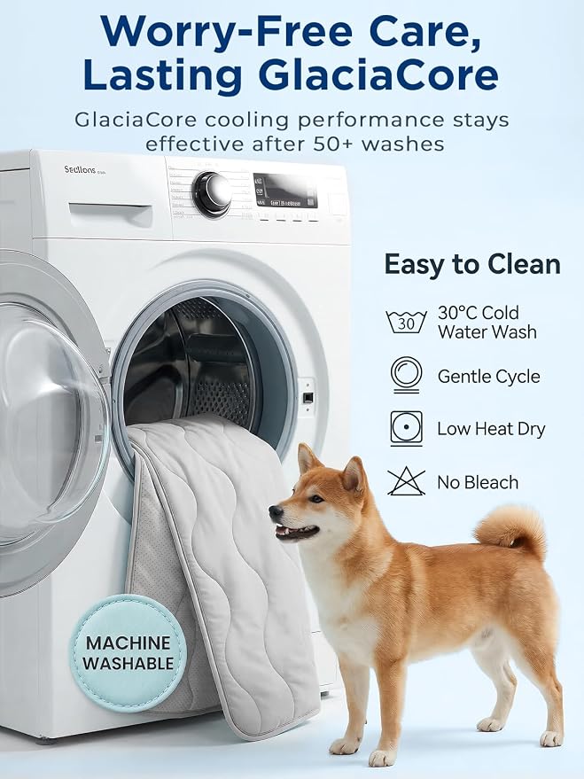 Dog Cooling Mat for Large Dogs, 42"x28" Breathable Self Cooling Crate Mat for Dogs & Cats, QMAX>0.5 Portable Washable Pet Cooling Pad for Dog Bed Thickened Cool Fiber Indoor/Outdoor Summer,Grey
