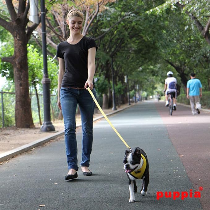 Puppia Soft Dog Harness No Choke Over-The-Head Triple Layered Breathable Mesh Adjustable Chest Belt and Quick-Release Buckle, Yellow, X-Small