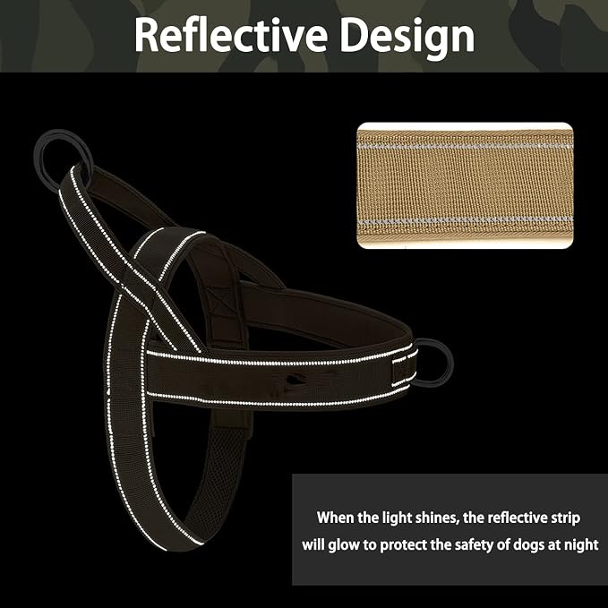 No Pull Dog Harness Brown for Small Medium Large Sized Dogs, Reflective Escape Proof Adjustable Dog Harnesses with 2 Patch, S