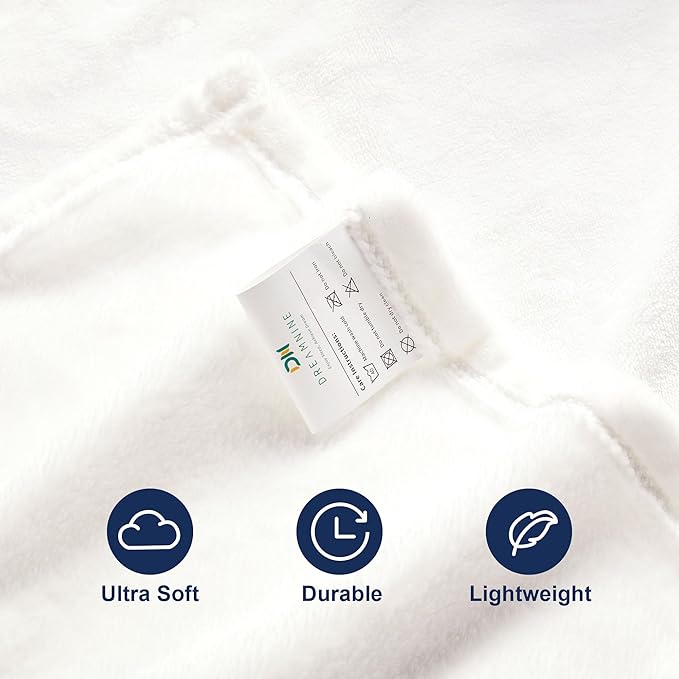 DREAMNINE Extra Large Solid Soft Comfy Fluffy Fleece Bed Blanket Full Size 80" x 90", Luxury Decorative Fuzzy Blanket for Bedroom, Big Cozy Shaggy Warm Flannel Blankets for Winter Autumn Pet, White