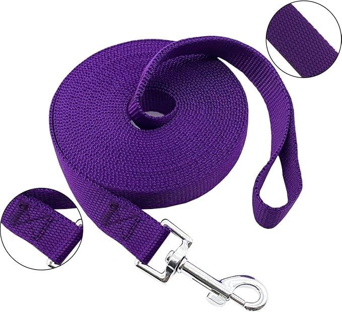 Nylon Training Dog Leash for Small Medium Large Dogs, 15ft 20ft 30ft 50ft 100ft Long Leash Dog/Puppy Lead for Obedience Recall Training, Camping