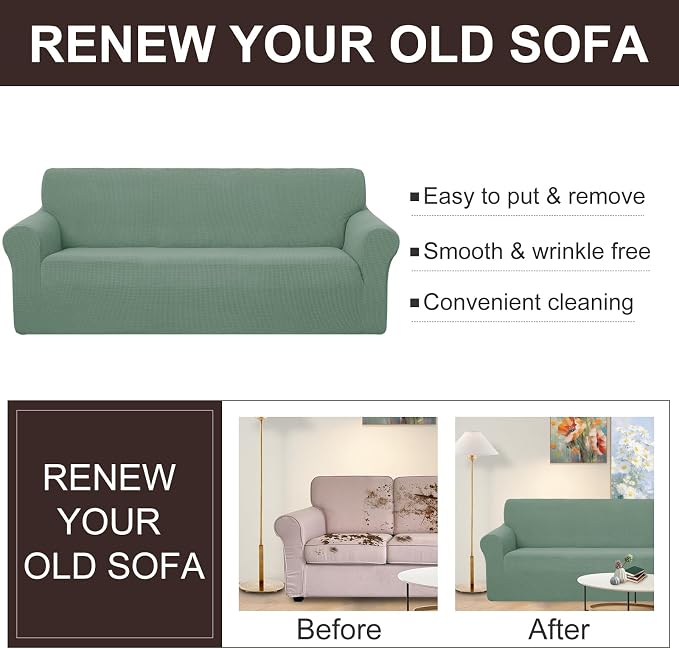U-NICE HOME Loveseat Cover Stretch Couch Cover Sofa Cover Sofa Slipcover Furniture Protector for 2 Cushion Couch Sofa Pet Friendly(Loveseat, Cyan)