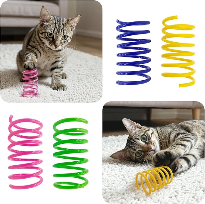 Cat Toys for Indoor Cats, 30 Pack Interactive Cat Spring Toys, Durable Colorful Plastic Spiral Springs for Kitten Hunt, Swat and Bite, Bulk Cat Toys