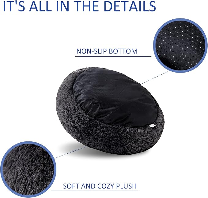 Washable Dog Round Bed - XLarge Donut Dog Bed, Comfy Calming Cuddler