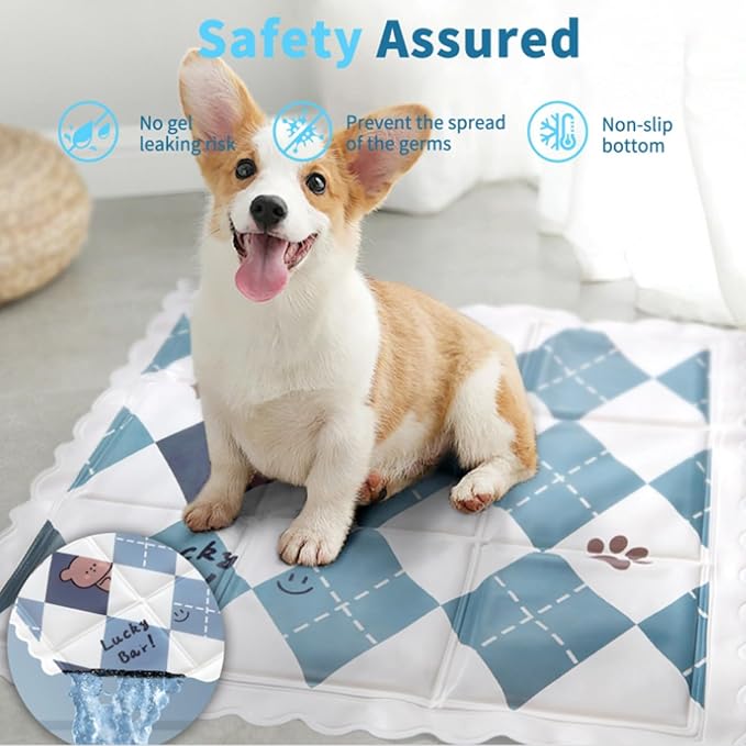 Dog Cooling Mat 13.7” x 13.7” Pet Summer Self-Cooling Pad for Dogs and Cats Non-Toxic Gel No Water or Electricity Needed Easy Washable