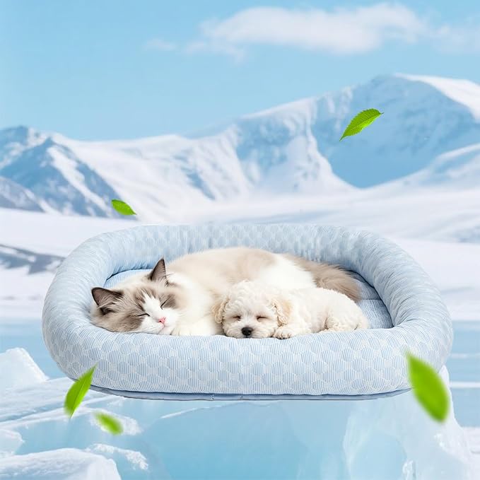 Cat Cooling Mat, Summer Cooling Pet Bed Mat for Cats or Small Dogs Puppy, 23.6"x19.7" Calming Anxiety Relief Small Dog Bed with 3D Sensory Dot,Soft & Comfortable Pet Pad with Anti-Slip Bottom