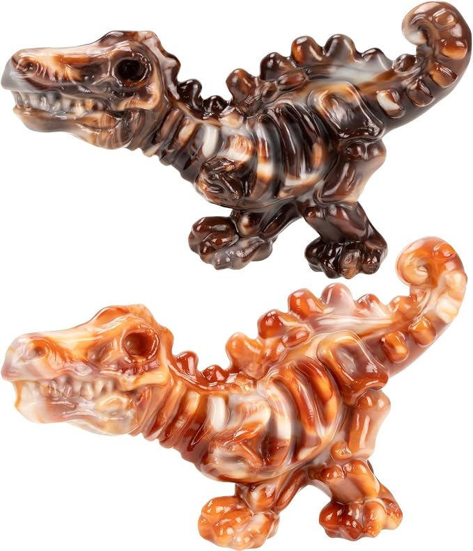 DinoBone Dog Chew Toys for Aggressive Chewers, 2 Pack Tough Nylon Dinosaur Bones for Large Dogs 20–90 lbs, Long Lasting Chewing Outlet, Helps Redirect Destructive Chewing, Bacon Flavor
