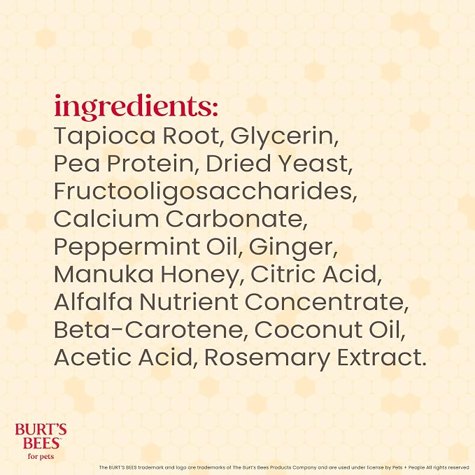 BURT'S BEES FOR PETS Dental Treats for Dogs with Manuka Honey & Ginger, 98% Natural Origin, Holistic Oral Care, Freshens Breath, Peppermint Flavor, Medium/Large Size, 5 ct, 7.7 Oz