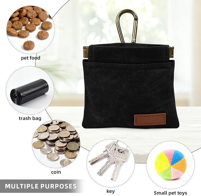 1 Pcs Pocket Pet Training Pouch,Dog Treat Pouch for Portable Pet Dog Walking Bag for Travel or Outdoor Use (Black)