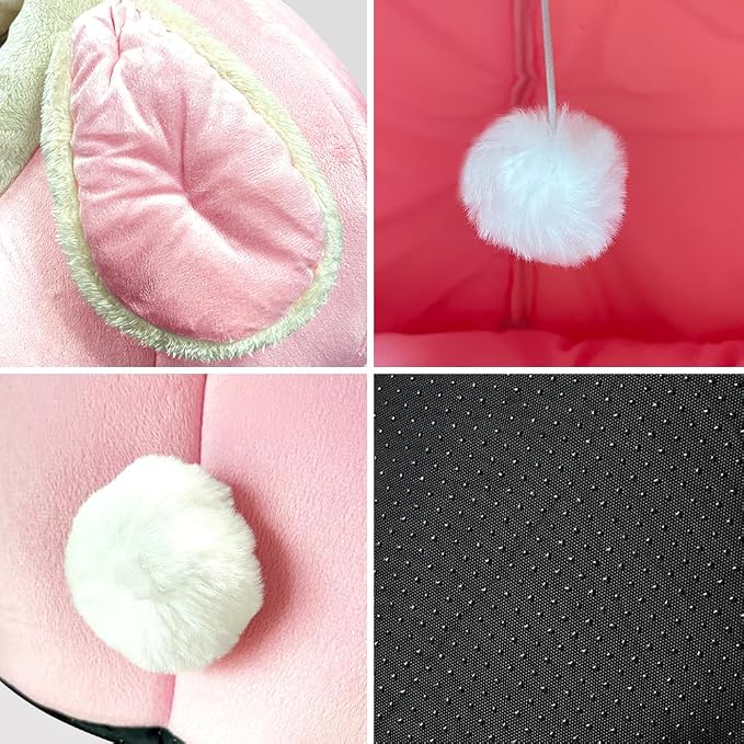 Lcybem Cat Beds for Indoor Cats - Rabbit-Shaped Cat Cave Bed with Hanging Toy,Super Soft Calming Pet Bed for Kitten,Small Dog,Warm Plush&Machine Washable&Removable Cotton Pad,cat Hideaway