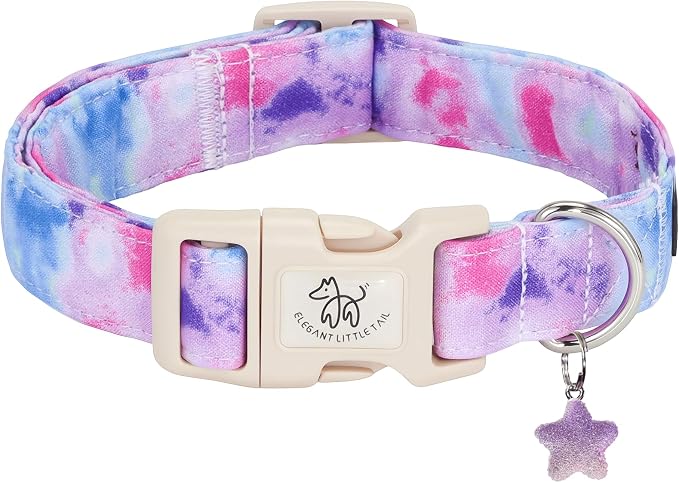 Elegant little tail Dog Collar - Colorful Print Dog Collars Cute Spring Puppy Adjustable Pet Collars with Sturdy Quick Release Buckle for X-Small Dogs