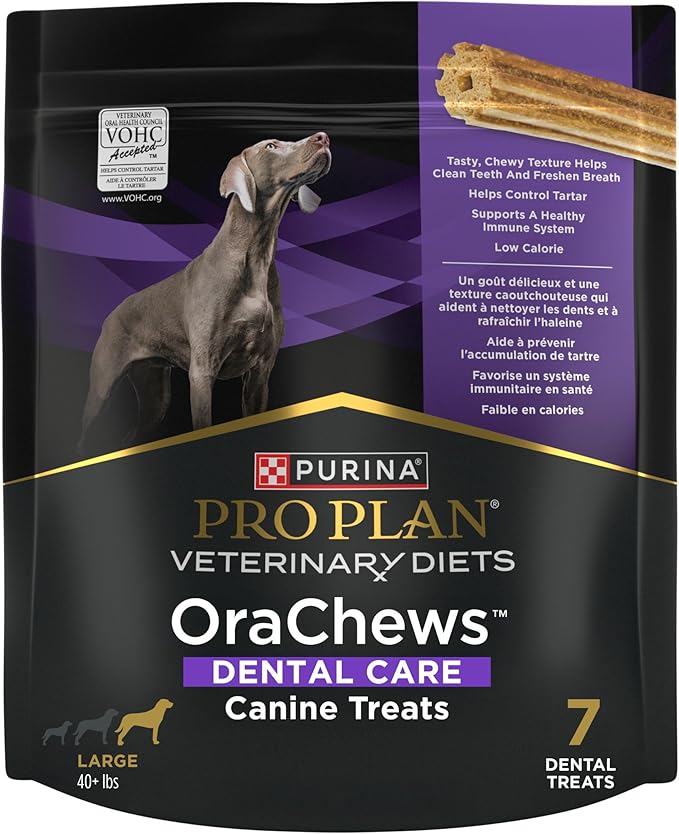 Purina Pro Plan Veterinary Diets OraChews - Large Breed Dental Chews for Dogs - 7 Treats