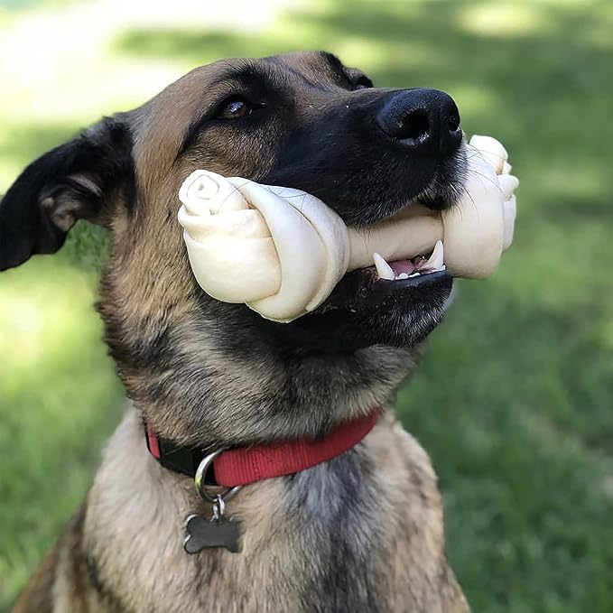 Pet Factory 100% Made in USA Beefhide 6" Knotted Bones Dog Chew Treats - Natural Flavor, 12 Count/1 Pack