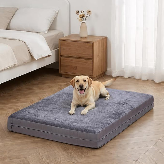 XL Waterproof Large Dog Bed, Outdoor Dog Bed for Crate, Kennel Beds Pet for Large Dogs, Waterproof, Wipeable, Anti-Slip, Washable, 41" x 27", Dark Grey