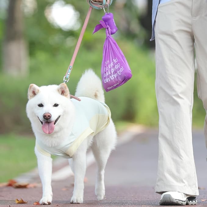 Deo Doo Dog Poop Bags with Handles 60 Rolls 720 Counts Big Sizes Leak Proof and Extra Thick Waste Bags Refill Rolls for Walking Small Medium Large Dogs Cats Litter With 2 Dispensers Lavender Scented