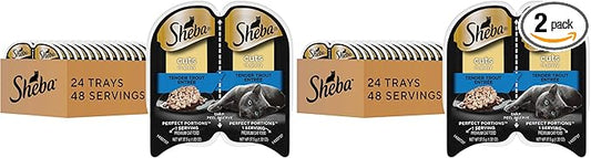 Sheba Perfect Portions Wet Cat Food Cuts in Gravy,Cat Food Wet Recipe,Tender Trout Entree,2.6 oz. Twin-Pack Trays (,48 Servings),24 Count (Pack of 2)