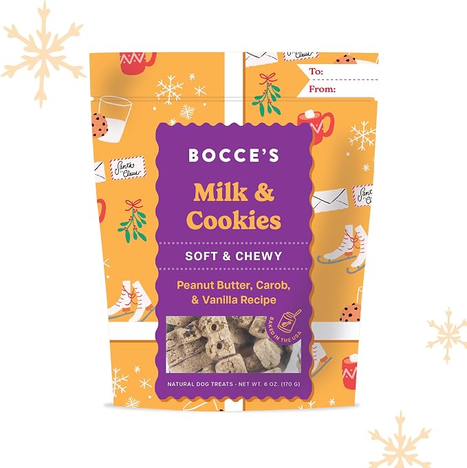 Bocce’s Bakery Holiday Soft & Chewy Bundle Dog Treats, All-Natural Wheat-Free Christmas Dog Treats, 6 oz (Pack of 3)