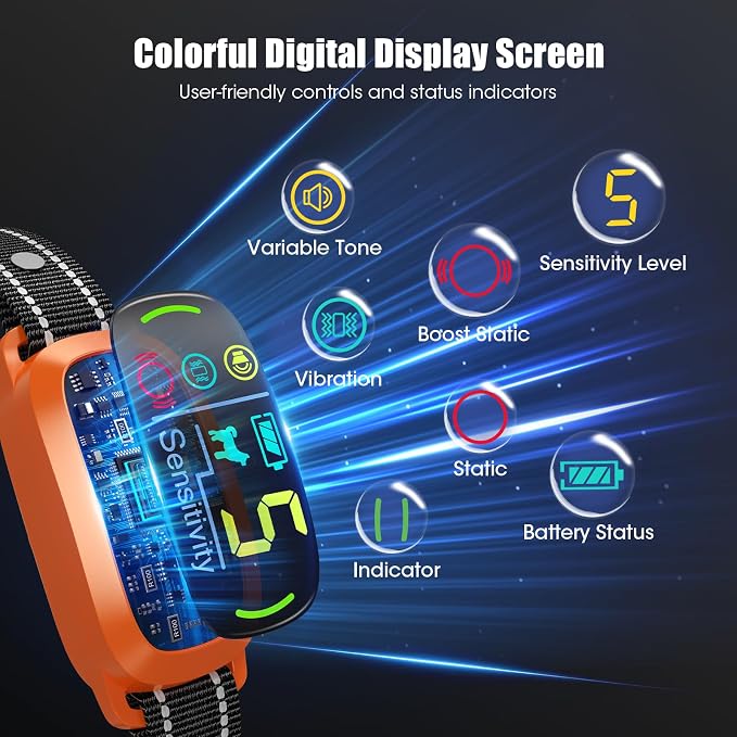 Smart AI Bark Collar for Large Medium Small Dogs, Anti Barking Device with 5 Training Modes, Exclusive Forced Bark-Stopping, Rechargeable IP67 Waterproof Bark Collar with 5 Sensitivity (Orange)