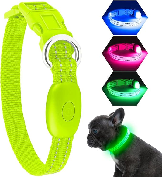 Light Up Dog Collar, Rechargeable USB Collar, Waterproof, Luminous LED Collar, Adjustable, Super Bright, Night Walking for Small Medium Large Dogs, Green, S