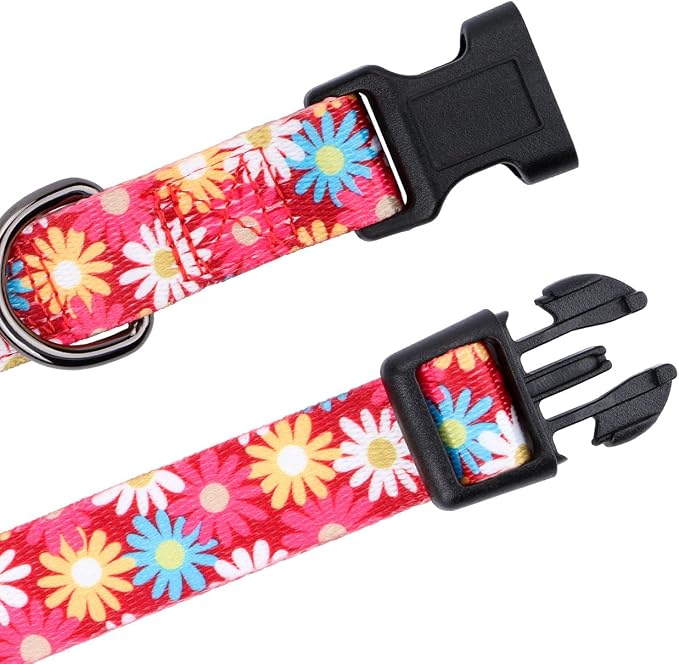 Girl Dog Collars Cute Pink Daisy Collar, Spring and Summer Flower for Small Dogs