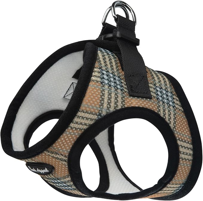 Bark Appeal Tan Plaid Step-in Dog Harness for Large to Extra Large Sized Pets – Updated Sizing, Re-Measuring is Essential – Soft Vest Harness – Anti-Choke with Adjustable Strap & Heavy Duty Clip – XL